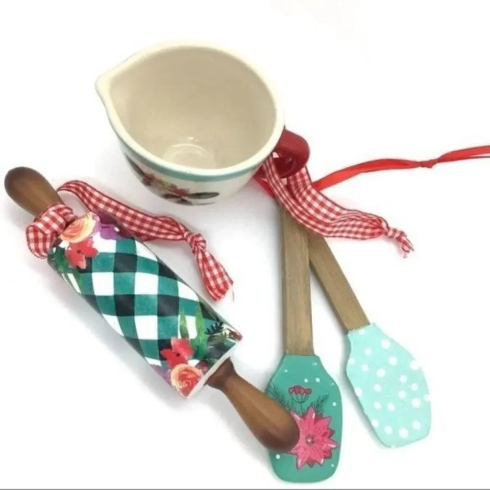 Pioneer Woman Holiday Ornaments 2021 Set Of 4 Rolling Pin Measuring Cup Spatulas